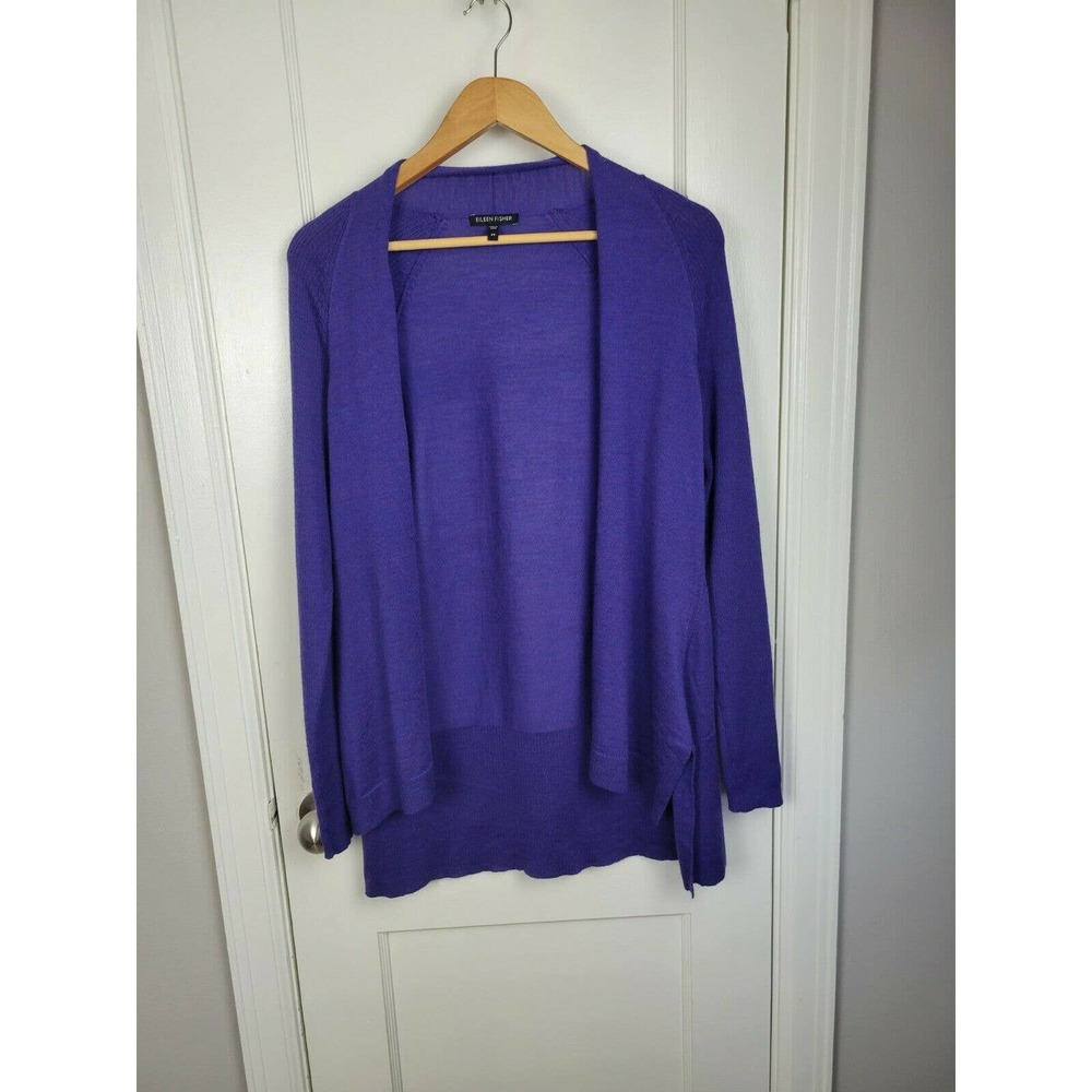 Eileen Fisher Purple Open Cardigan Merino Wool